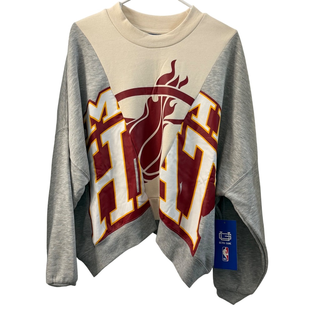 Ultra Game NBA Miami Heat Focus on Greatness Crew‎ Sweatshirt Gray Tan Large